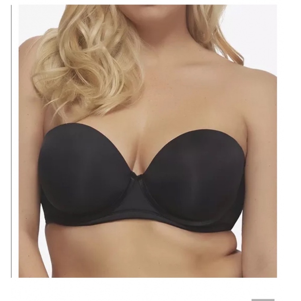 Paramour Marvelous 235033 Black Strapless‎ Underwire Bra 38D Silicone Gripper